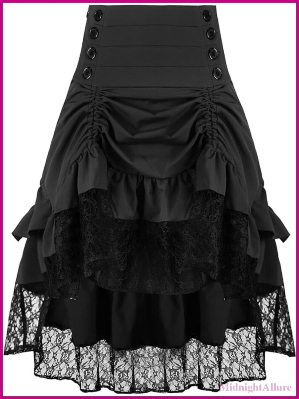 Steampunk Pirate Skirt High Low Lace Ruffle Midi Polyester Costume